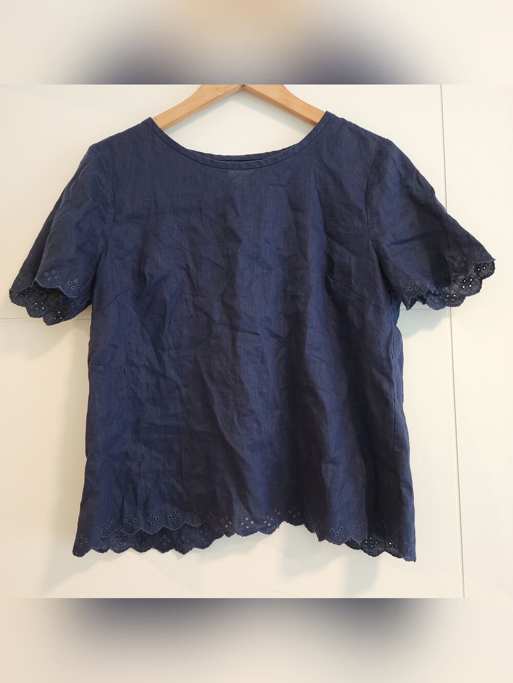 J.CREW Factory 100% Linen Eyelet Top